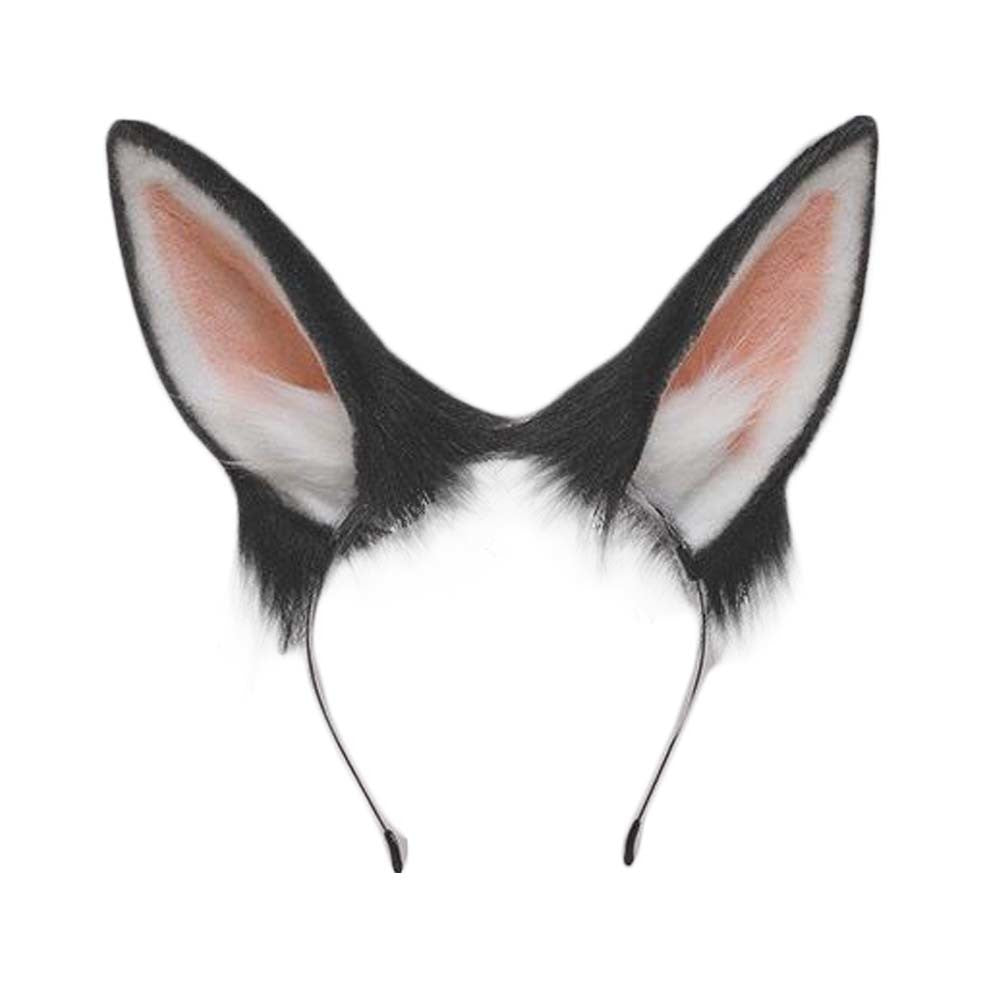 Black Simulated Plush Rabbit Ears Hairband Cosplay Fluffy Animal Ears Headband Halloween Christmas Cosplay Party Costume