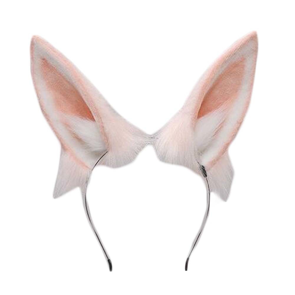 Pink Simulated Plush Rabbit Ears Hairband Cosplay Fluffy Animal Ears Headband Halloween Christmas Cosplay Party Costume