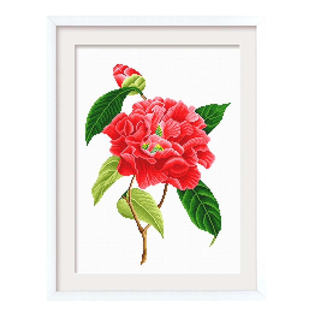 11CT Red Flower DIY Cross Stitch Stamped Kits Pre-Printed Embroidery Wall Decor, 11x16 inch