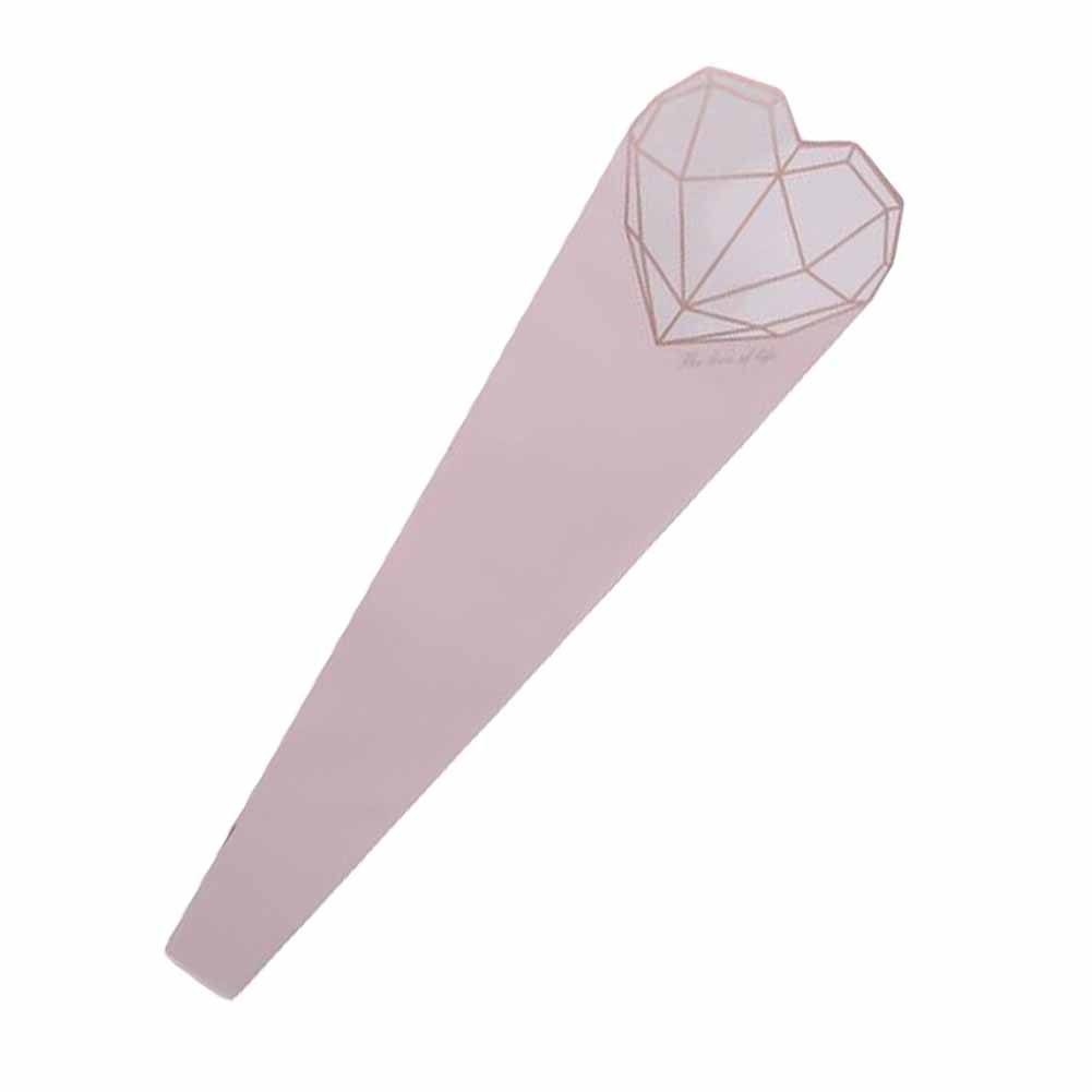 20 Pcs Diamond Heart Shape Single Rose Packaging Bag Flower Wrapping Paper Cellophane Florist Paper Gift Wrapping, Pink