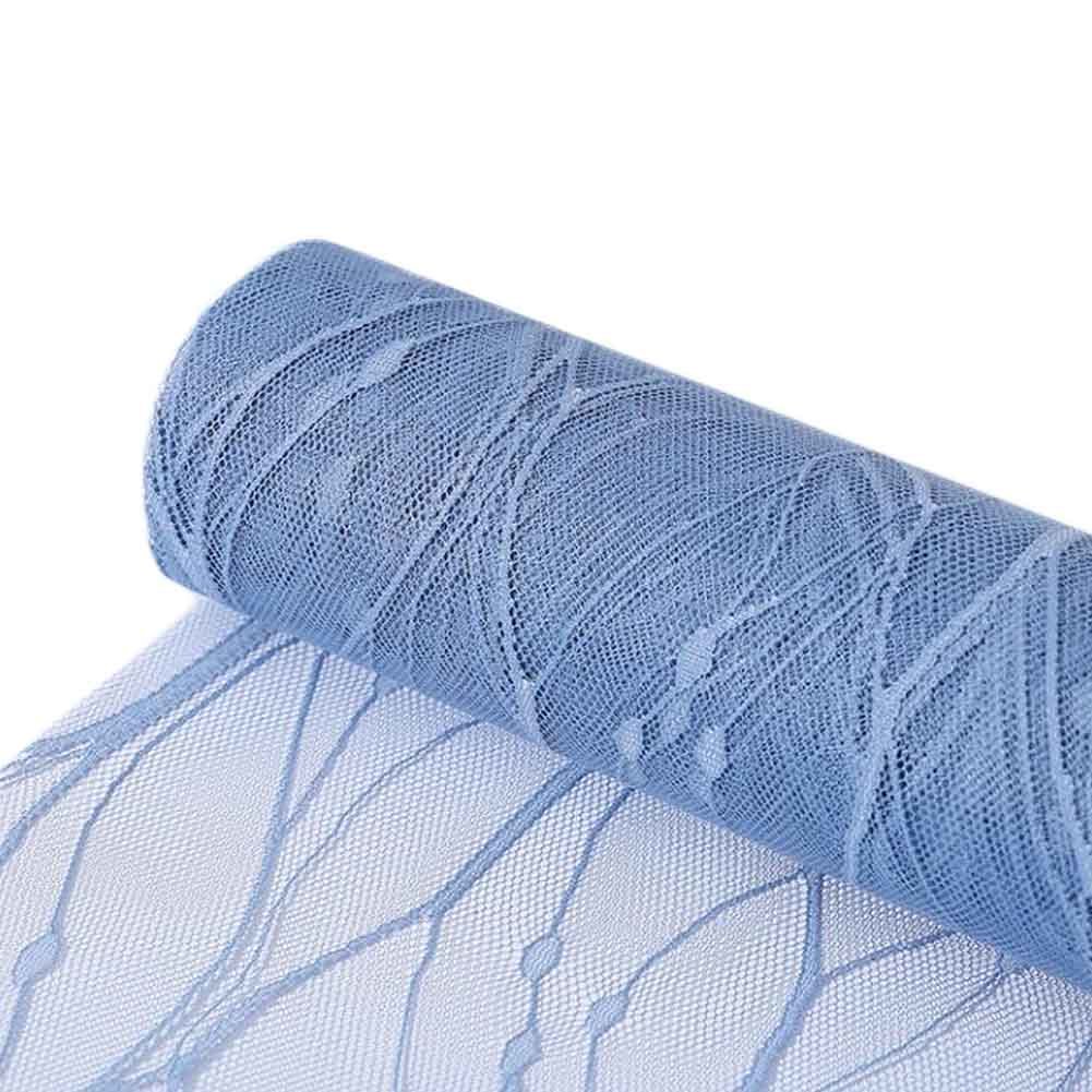 1 Roll Lightning Lace Mesh Flower Wrapping Paper Rose Florist Bouquet Wrap Supplies DIY Craft Gift Wrapping, 5 Yards, Blue