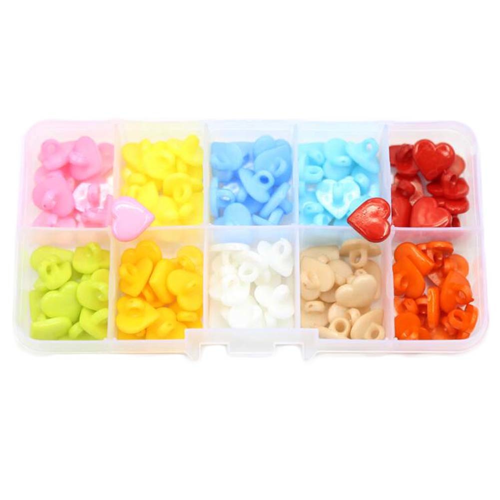 100 Pcs Multicolor Heart Shape Plastic Buttons DIY Sewing Buttons Art Making Kit