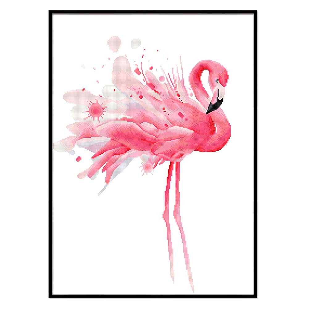 Flamingos Cross Stitch Stamped Kits 11CT Printed Embroidery DIY Crafts Needlepoint Kit, 18X25 inch