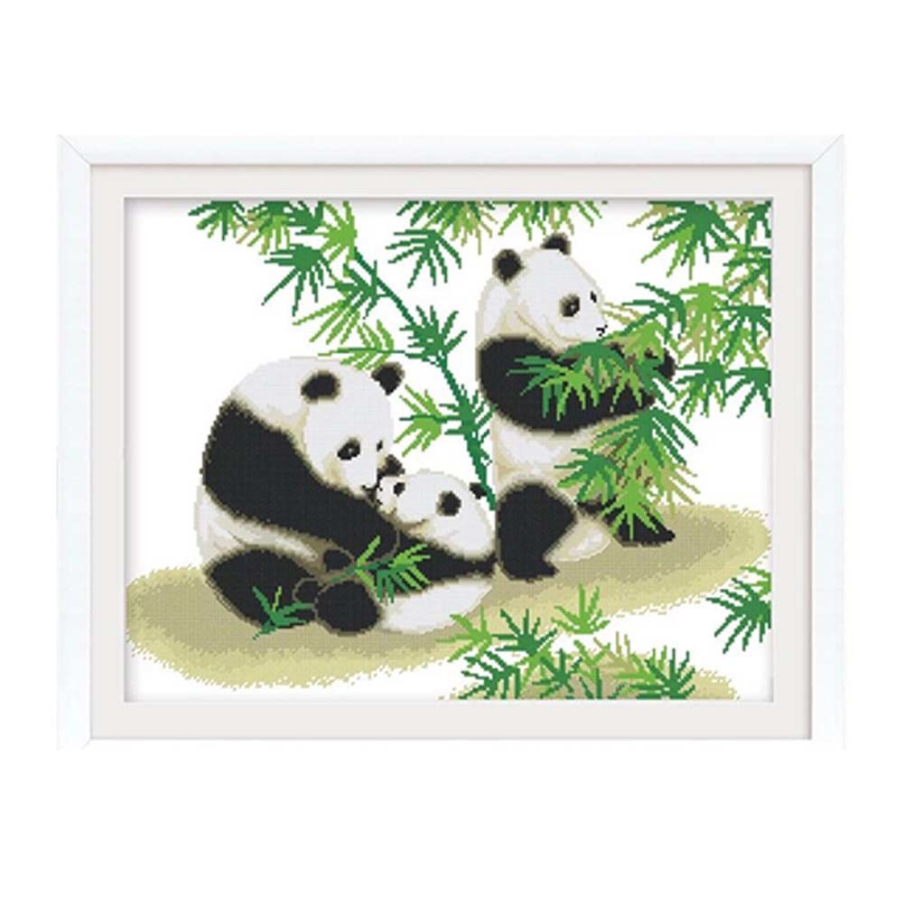 Cute Panda DIY Cross Stitch Stamped Kits Pre-Printed 11CT Embroidery Kits Wall Decor, 21x16 inch