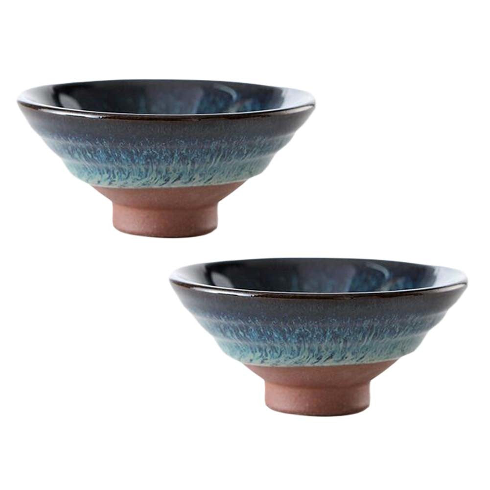 2 Pcs Rough Pottery Tea Cups Ceramic Tea Ceremony Host Cup Flambed Glazed Chinese Kung Fu Tea Cups Tea Bowl Bucket, 50ml