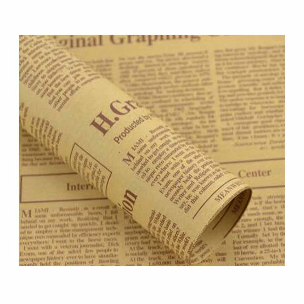 30 Sheets Kraft Paper Flower Wrapping Paper Florist Bouquet Supplies English Newspaper Gift Wrap Roll