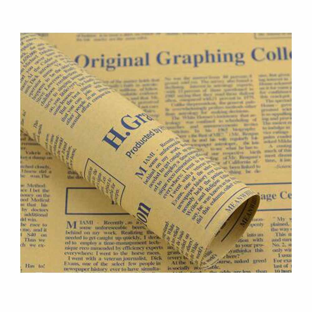 30 Sheets Kraft Paper Flower Wrapping Paper English Newspaper Gift Wrap Roll Florist Bouquet Supplies