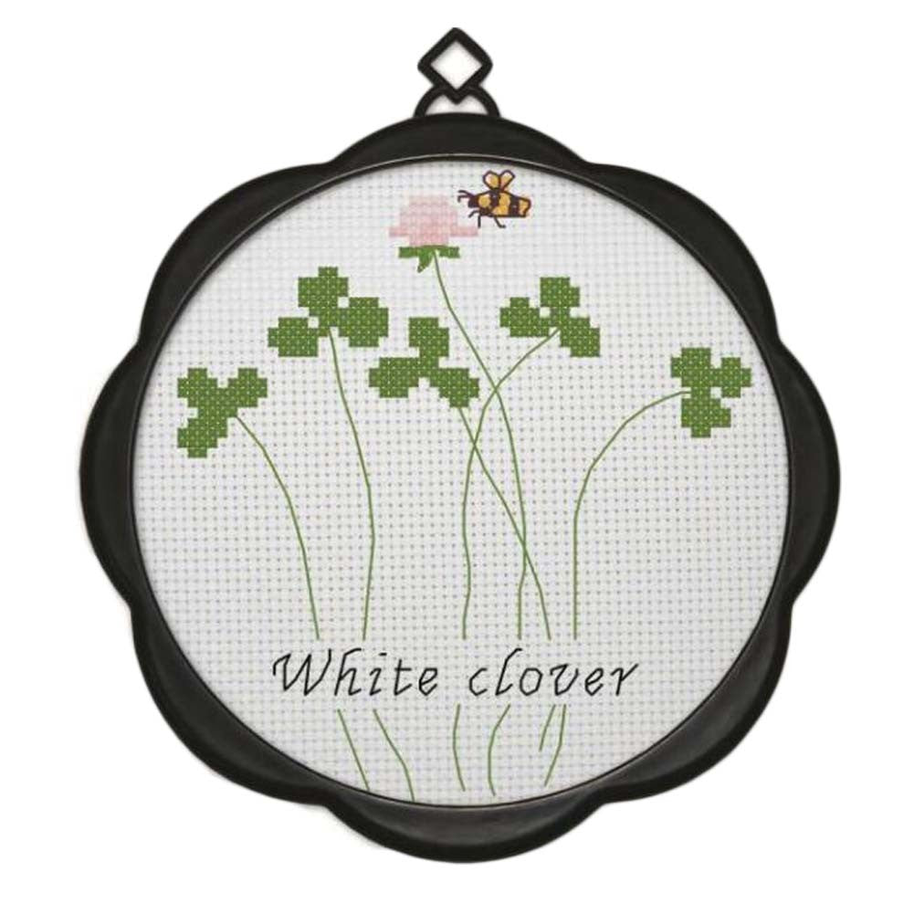 11CT Green Clover Cross Stitch Kit for Beginners Needlecrafts DIY Embroidery Kits Arts and Crafts, 6x6 inch