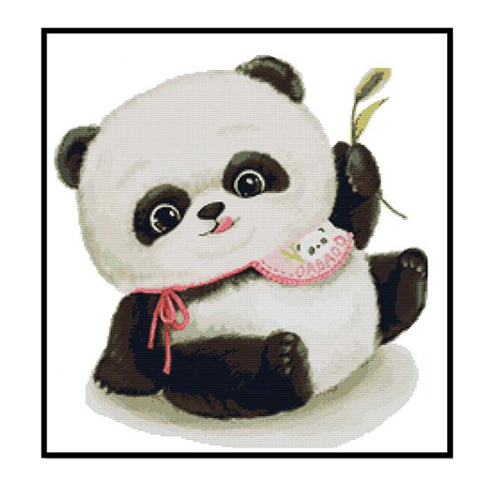 11CT Cross Stitch Cute Baby Panda DIY Embroidery Gift Needlecrafts Decor for Kids' Room, 23x24 inch