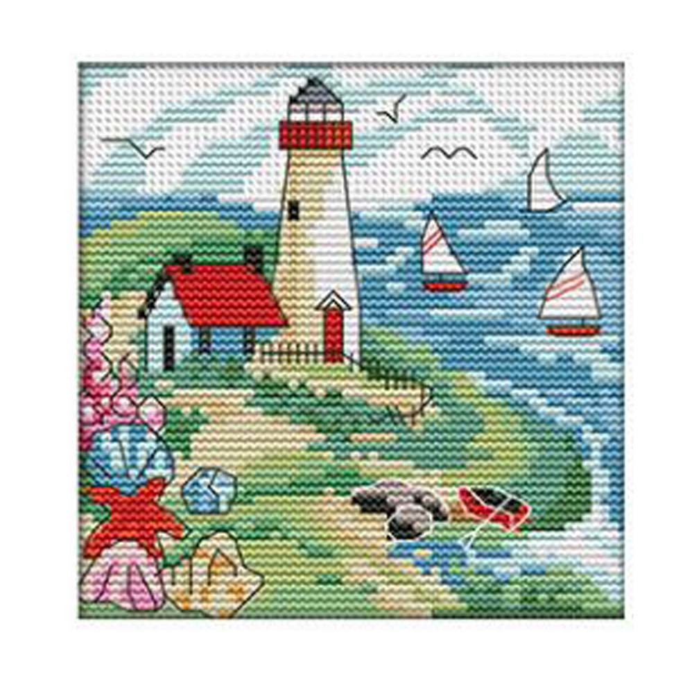 11CT Stamped Cross Stitch Kits DIY Embroidery Kits Living Room Wall Decor Seasonal Countryside Summer Landscape, 7x8inch