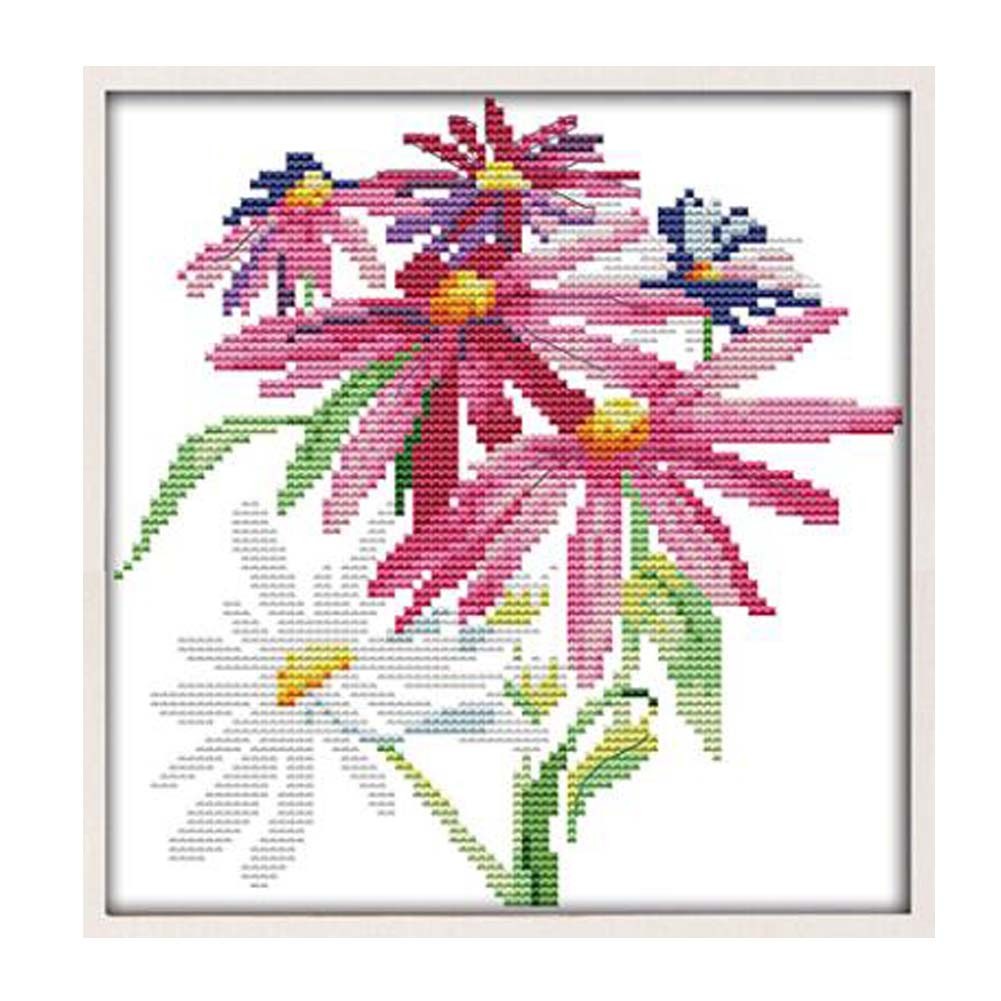 11CT Stamped Cross Stitch Kits Daisy Hallway Wall Decor DIY Embroidery Kits, 10x10inch