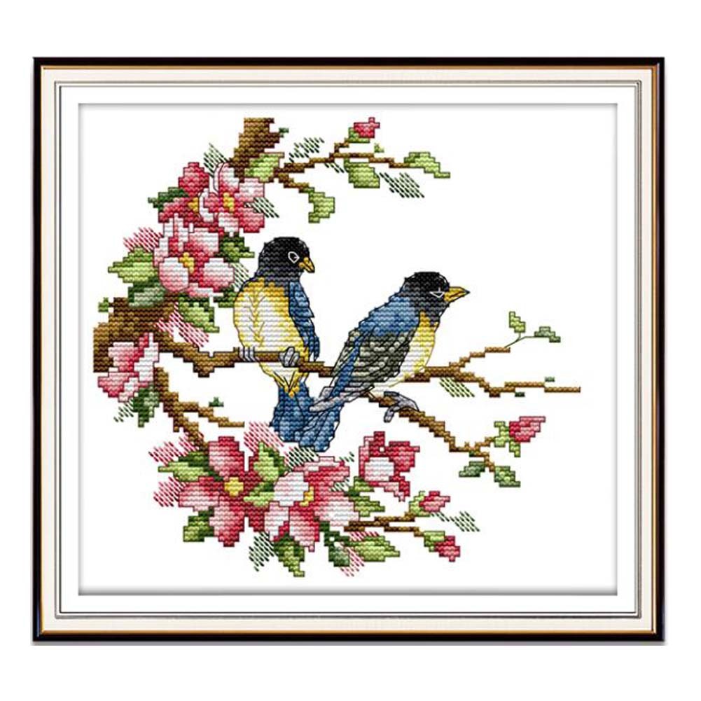 11CT Cross Stitch Kits Chinese Style Counted Cross Stitch DIY Embroidery Kits Plum Blossom Magpie, 13x12 Inch