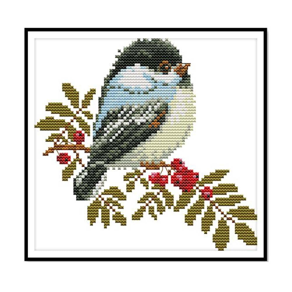 11CT Cute Bird Cross Stitch Kits Easy Embroidery Crafts Needlepoint Kit for Beginner, 9x9 inch