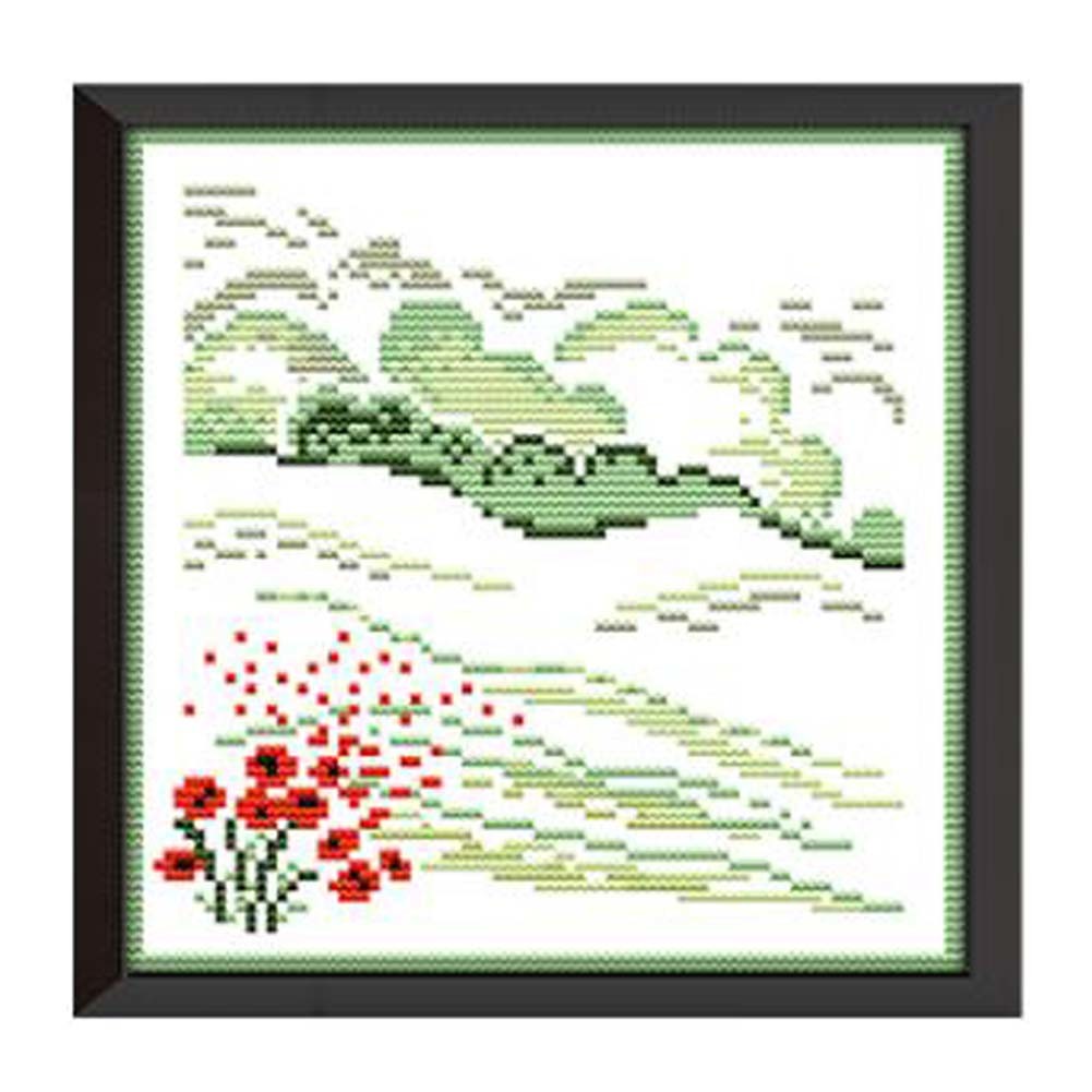 11 CT Cross Stitch Home Decor Summer Scenery DIY Cross-Stitch Embroidery Kits Arts Craft, 9x9 Inch