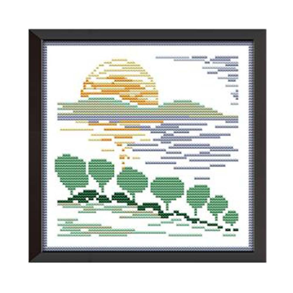 11 CT Cross Stitch Arts Craft Home Decor Spring Scenery DIY Cross-Stitch Embroidery Kits, 9x9 Inch