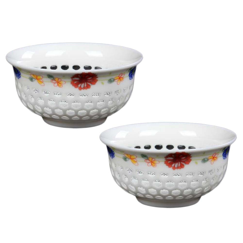 0.9 oz Handmade Hollow Out Chinese Kungfu Teacups Japanese Sake Cup Ceramic Wine Cup, 2 Pcs