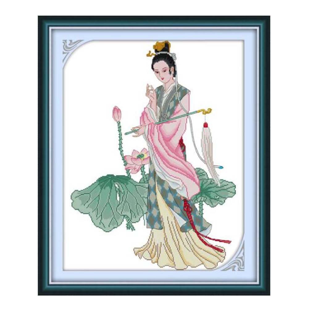 11CT Cross Stitch Kits Embroidery Crafts Needlepoint Kit, Dream of the Red Chamber Miao Yu 24x29 inch