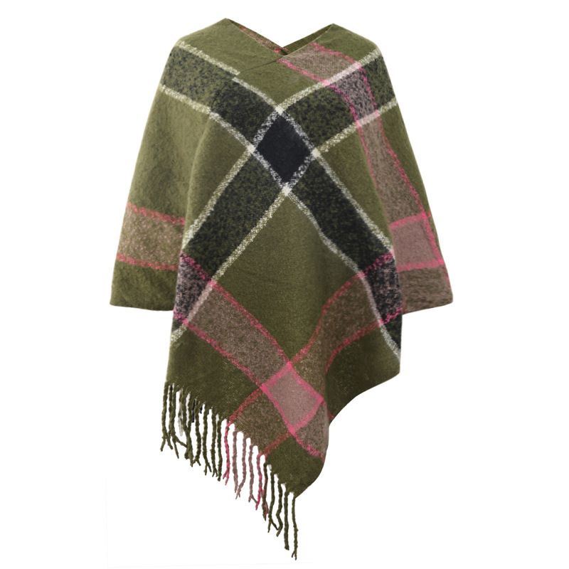 Striped Cashmere Contrast Color Cape Knitted Tassel Scarf