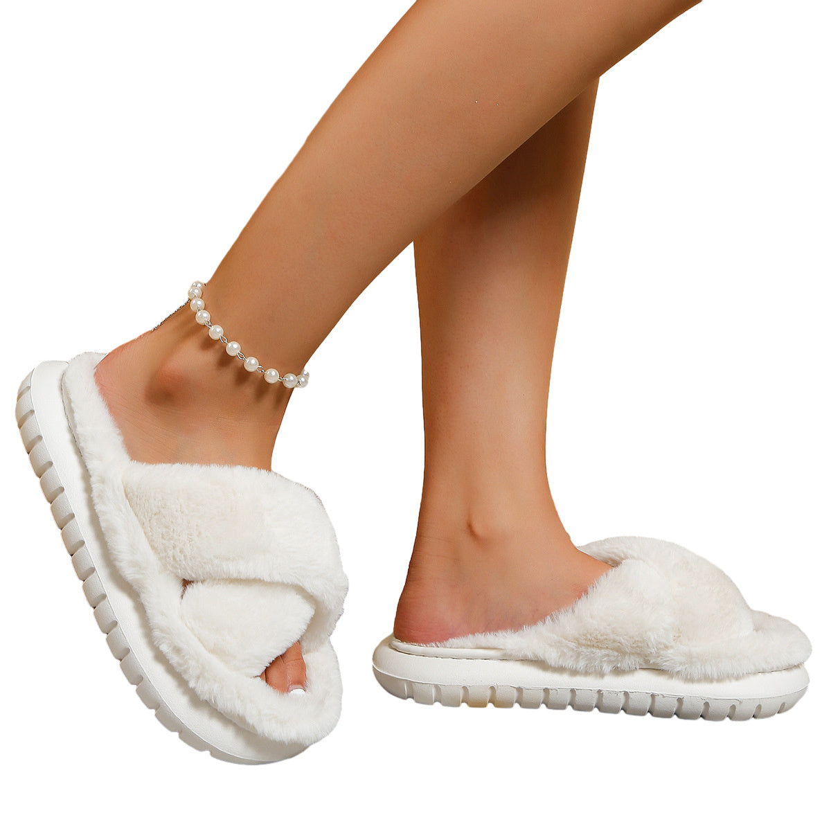 Women's Fuzzy Slippers Plush Fluffy Furry Home Shoes