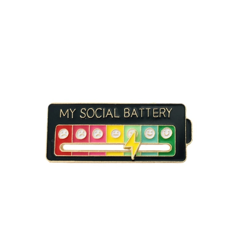 Social Battery Pin, Mood Pin Fun Enamel Emotional Pin