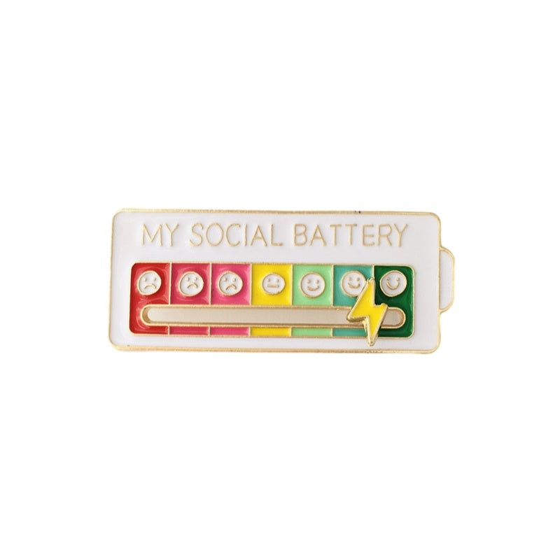 Social Battery Pin, Mood Pin Fun Enamel Emotional Pin