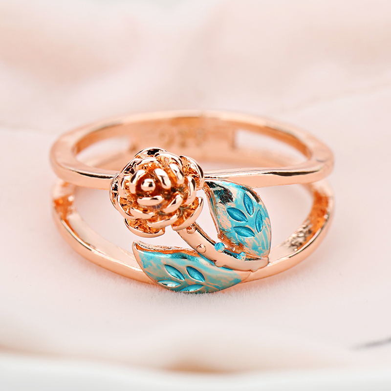 Rose Flower Hollow Out Band Ring Women's Wedding Engagement Ring
