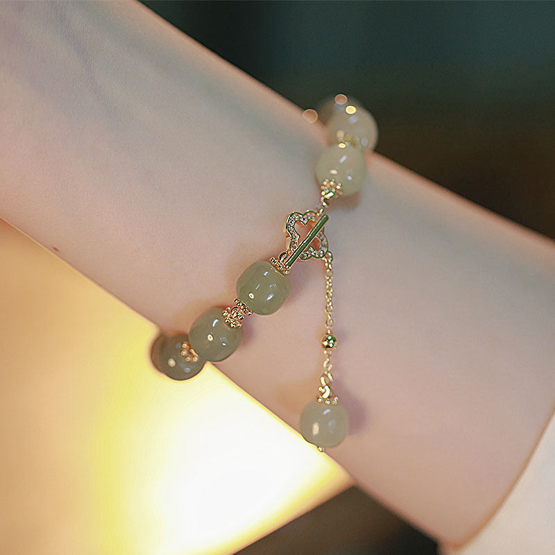 Temperament Imitation Jade Beaded Bracelet Chinese Style Good Meaning Hand Jewelry New Year Decoration