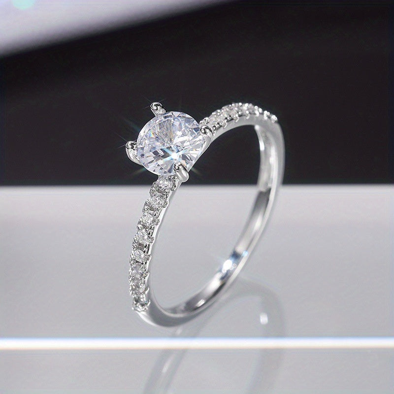 Elegant Dainty Tiny Minimalist Engagement Wedding Ring Inlaid Shiny Zircon Sweet Woman Jewelry Gift
