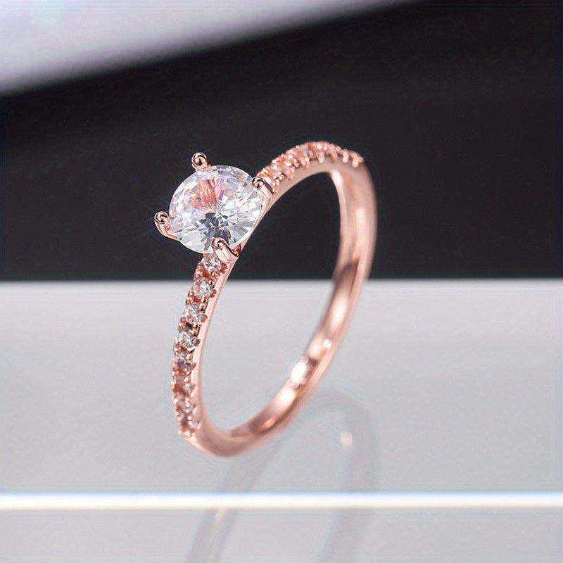 Elegant Dainty Tiny Minimalist Engagement Wedding Ring Inlaid Shiny Zircon Sweet Woman Jewelry Gift