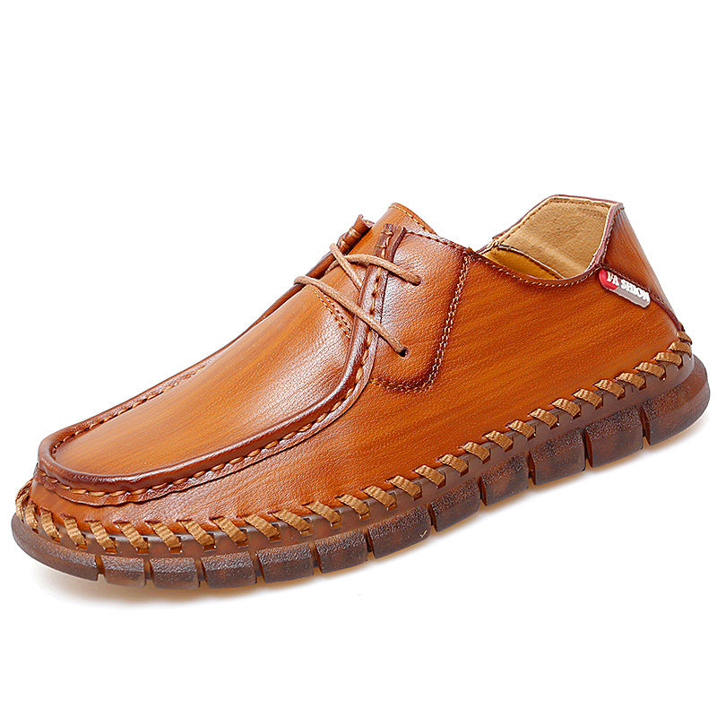 New men's large casual loafers Breathable casual leather non-slip soft sole Dad leather fashion trend men's shoes