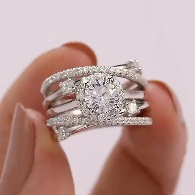 Hot Selling Accessories Fashion Multi-circle Winding Inlaid Zircon Ring Trend Ladies Ring