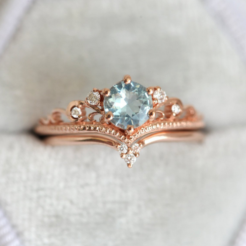 Stackable Promise Ring Inlaid Shiny Zircon Elegant Wedding Engagement Finger Ring For Women & Girls