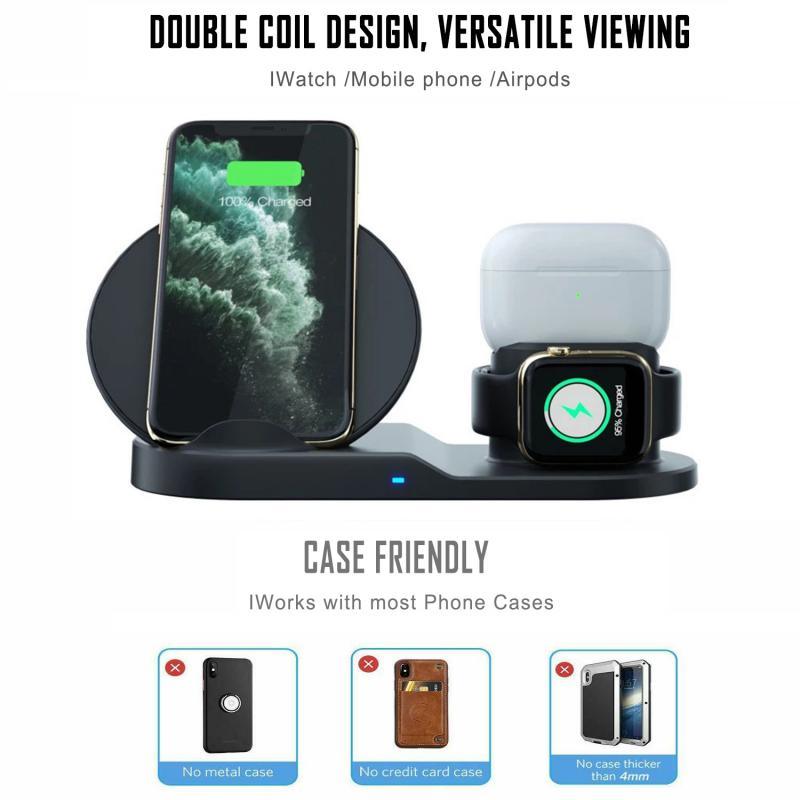 3 In 1 Wireless Charger Stand Quick Charging Dock Station For IPhone Apple Watch Airpods For Samsung S10 S9 10W Fast Charging