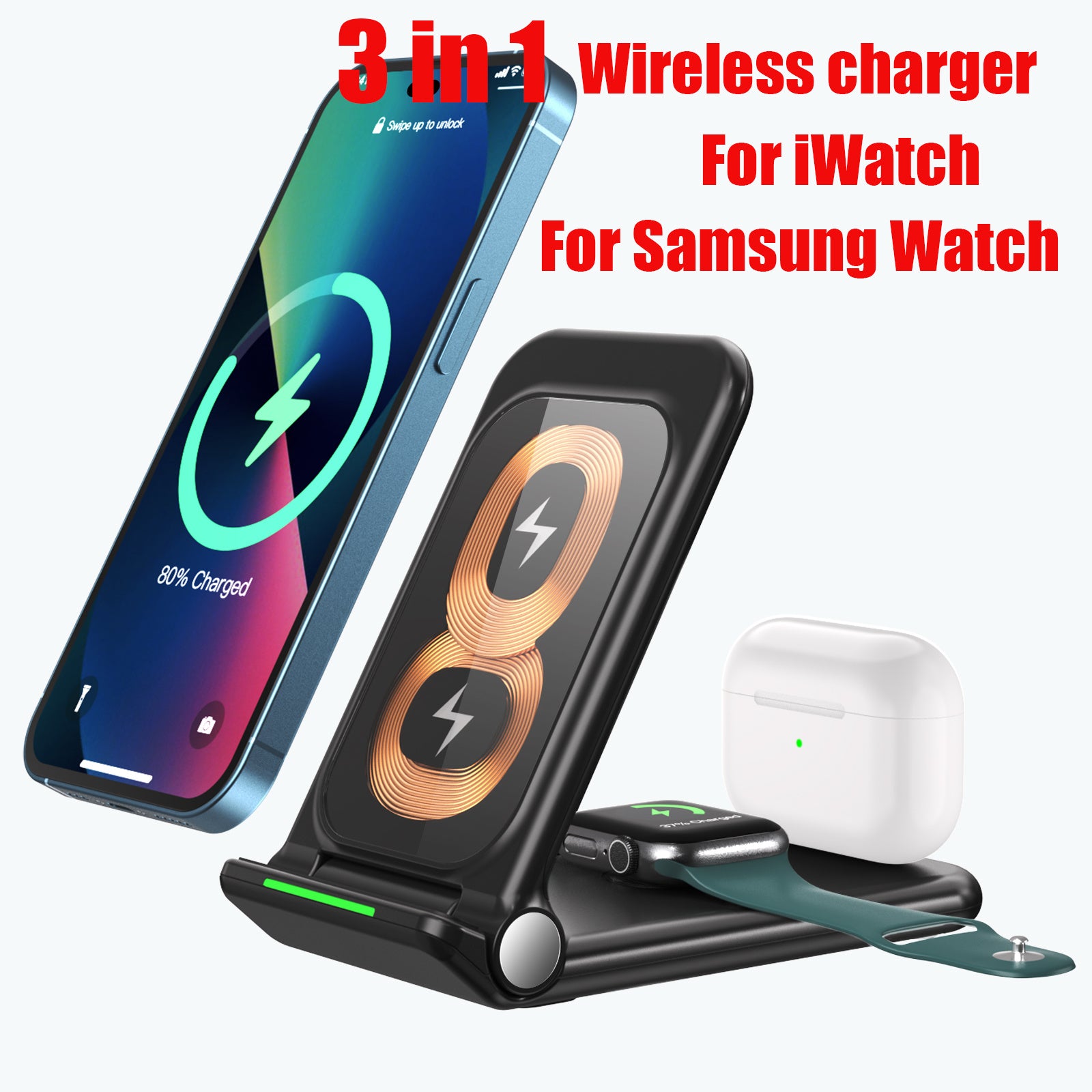 Wireless Chargers 3 in 1 Induction Charger Station for Samsung S22 Ultra Apple Watch Airpods 3 iPhone 14 Pro Max 13 12 11 Xiaomi