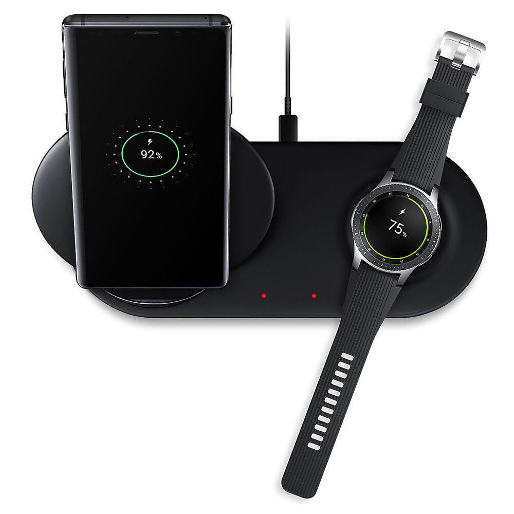 Wireless QI Phone+Watch Charger For iPhone Samsung Duo Dock Dual Fast Charging