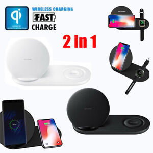 Wireless QI Phone+Watch Charger For iPhone Samsung Duo Dock Dual Fast Charging