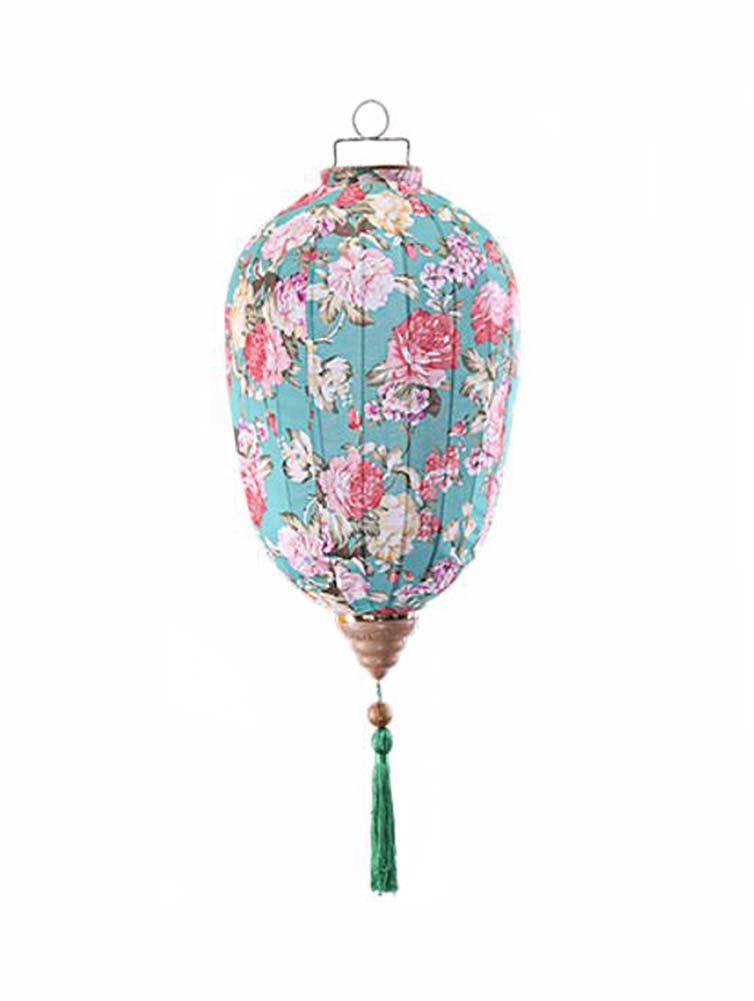 Traditional Chinese Cloth Lantern Painted Home Garden Hanging Decorative Lampshade 14" , Light blue peony