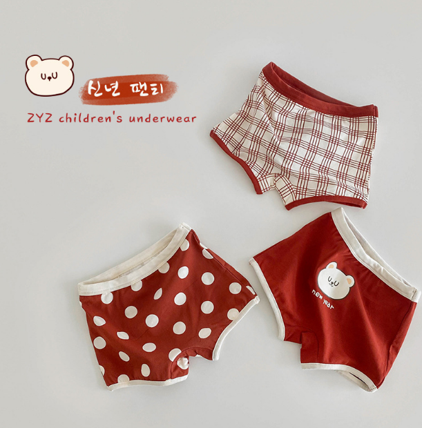 children's underwear.  Cotton + fiber, girls triangle / flat horn underwear, boys flat horn / triangle underwear, three mixed wear, S/M / L / XL, 95-135cm height, 2-6 years old, class A