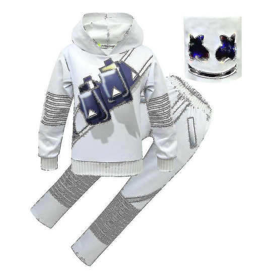 Kids Boys Girls Marshmello Dj Led Mask Hoodie Cosplay Cosetum Party Fa