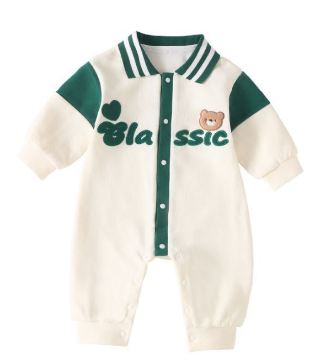 infant onesie.  Newborn ha clothes, bao fart long sleeve climbing clothes, children's clothing, buttons, spring / autumn, men and women, 03-24 months age, A class