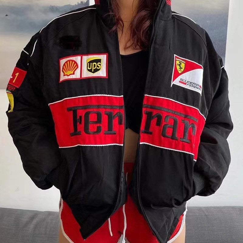 F1 Racing Jacket Vintage White Nascar Retro Bomber - F1 Jacket Formula 1 Vintage Jacket - Unisex Y2k Jacket Streetwear