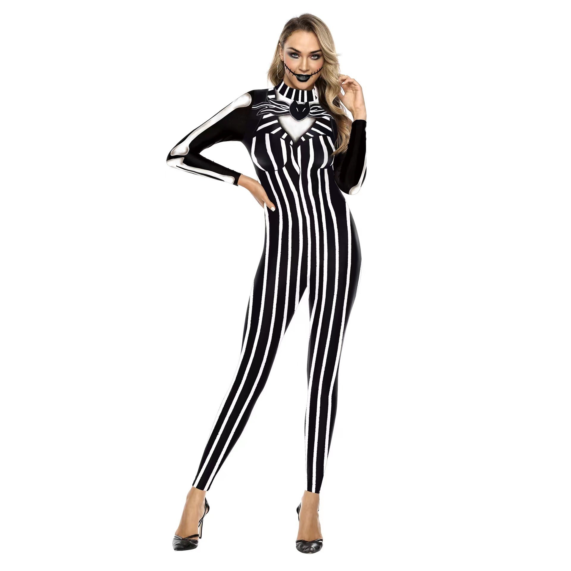 Jack Skellington Cosplay For Adult Kids Pumpkin King Jumpsuit Halloween Fancy Dress Carnival Costume