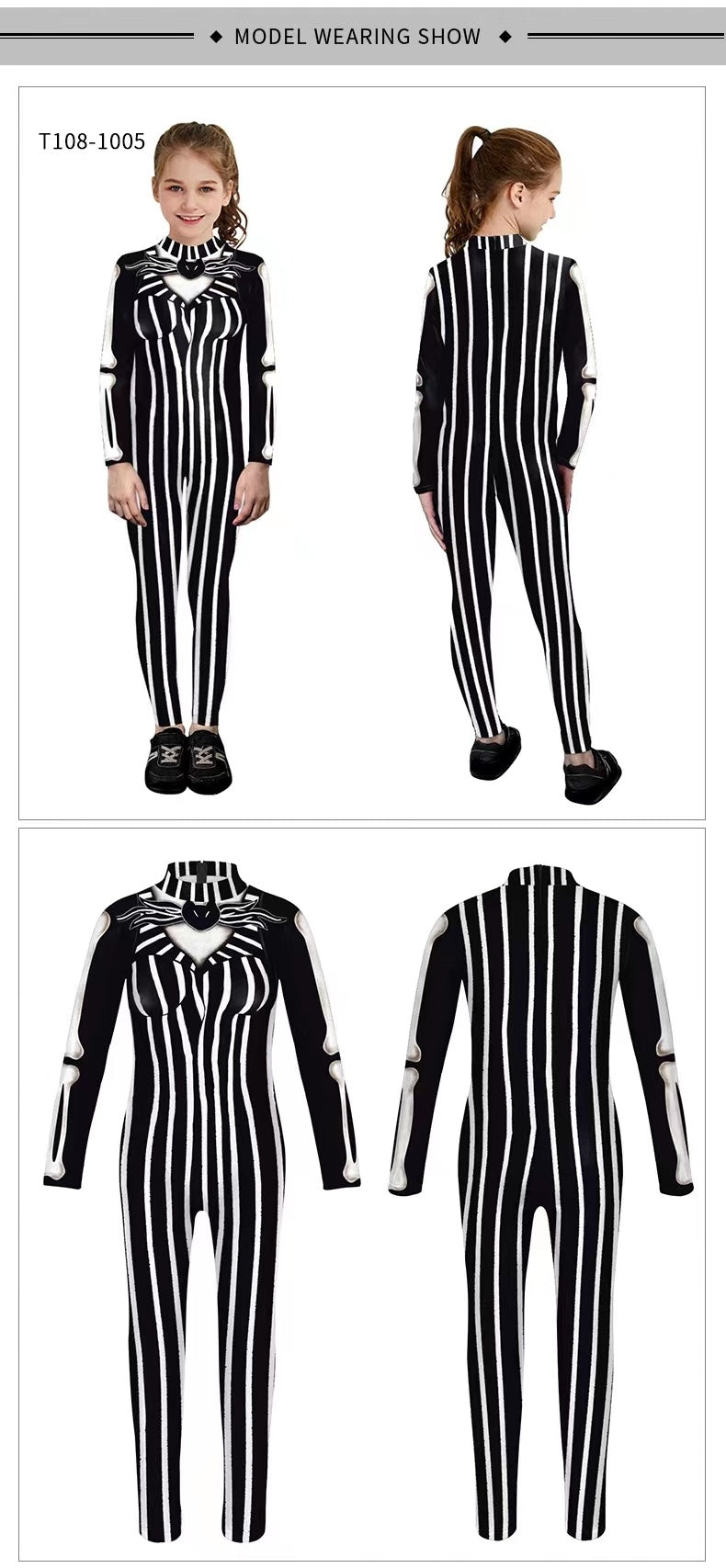 Jack Skellington Cosplay For Adult Kids Pumpkin King Jumpsuit Halloween Fancy Dress Carnival Costume