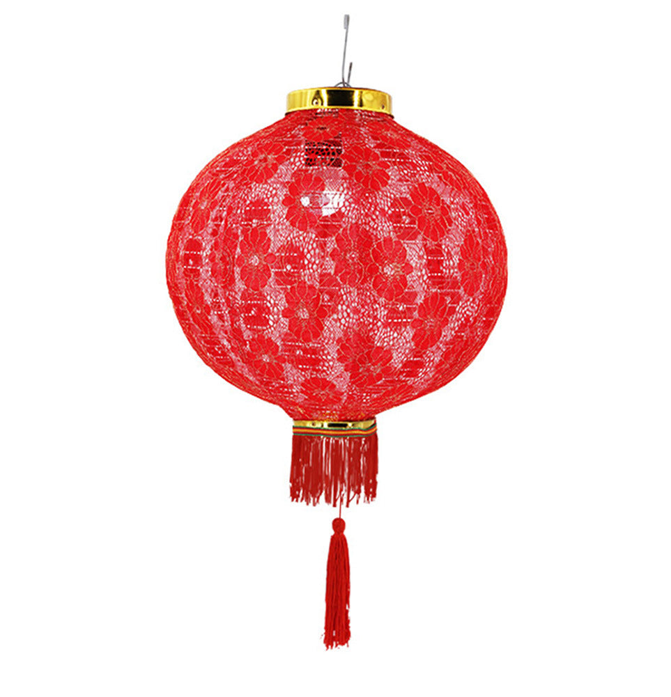 Chinese Cloth Red Lantern Decorations for Chinese New Year Spring Festival 14"