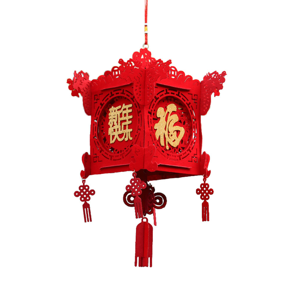 Chinese Red Fu 3D Puzzle Hanging Lantern for Home Garden Chinese New Year Spring Festival