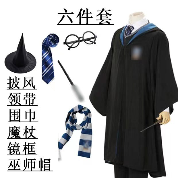 7pcs/set For Cosplay Magic Wizard Fancy Dress Cape Cloak Hogwarts School Costume