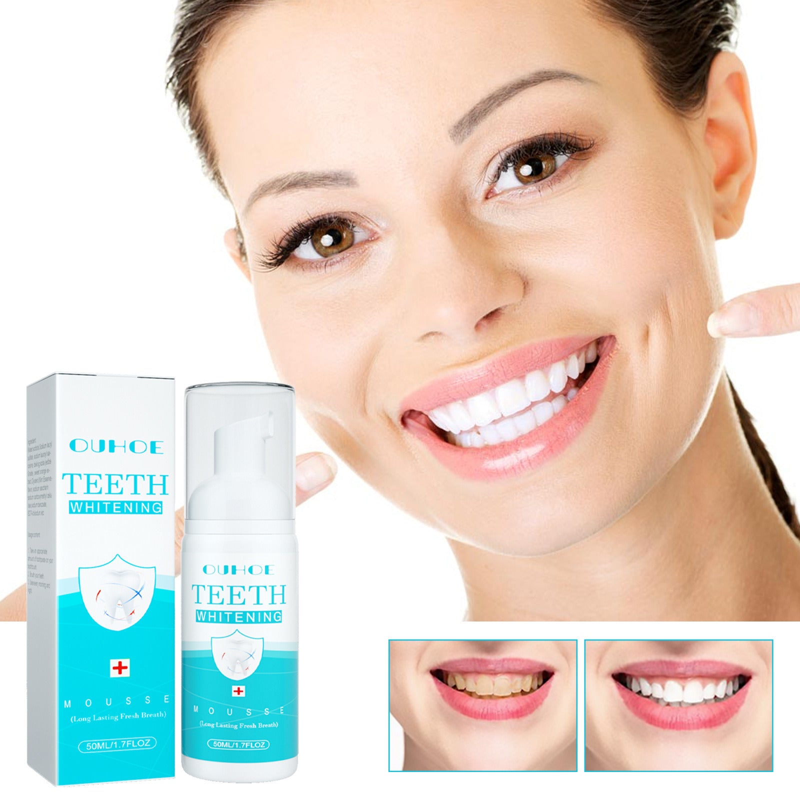 2PCs Teeth Whitening Mousse Foam Refreshing Breath Deep Cleaning Toothpaste