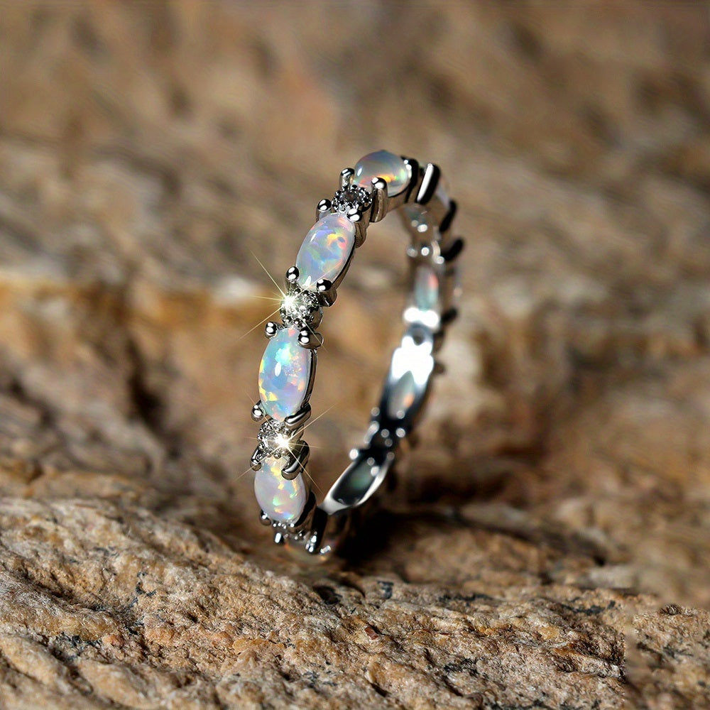 Ring Of Opal Engagement Wedding Valentine's Gift Women's Exquisite Jewelry Trendy Accessories