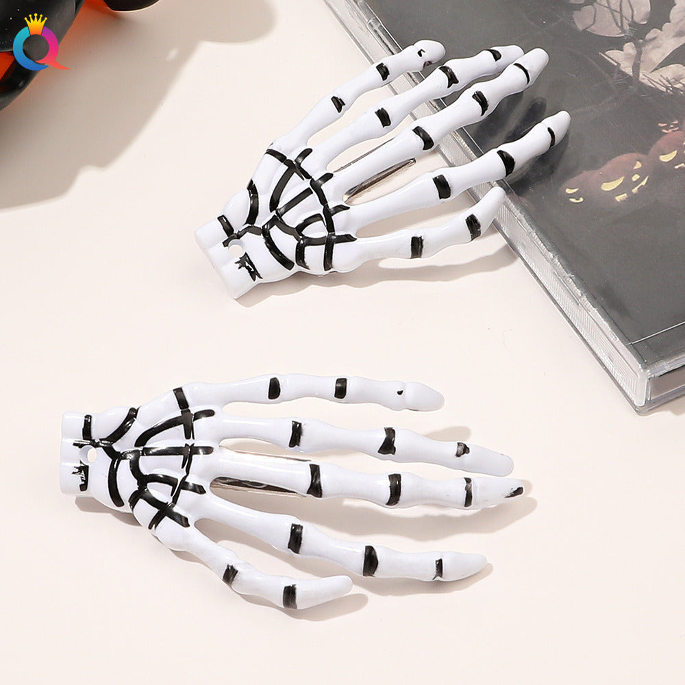 Hand Bone Hair Clips Halloween Hair Accessories Skull Hand Claw Clips Hair Cards