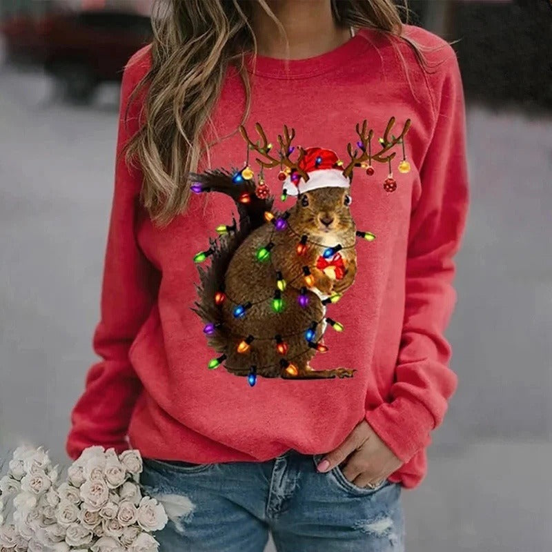 Women Christmas Sweatshirt Crewneck Sweatshirt Long Sleeve Lightweight Blouse Holiday Cute Tee Tops